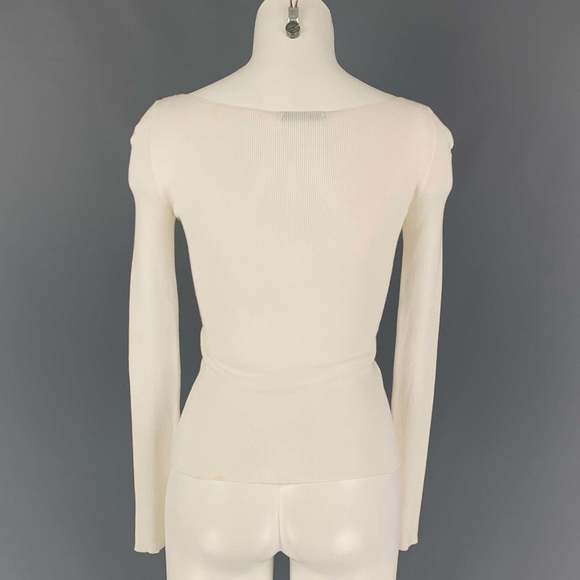 PRADA Cream Knitted V-Neck Pullover - Picture 3 of 4